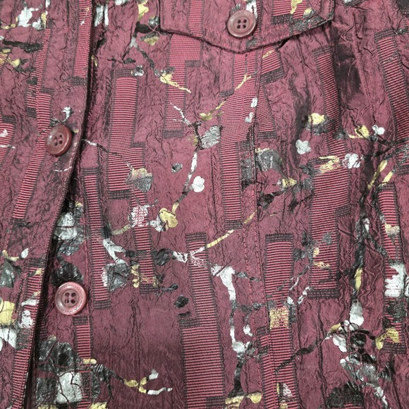 Vintage Erin London Jacket Women's Small Burgundy Floral Textured Art To Wear S - Picture 4 of 11
